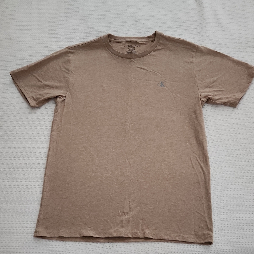 Boys Calvin Klein Kids Tan Short Sleeve Tee